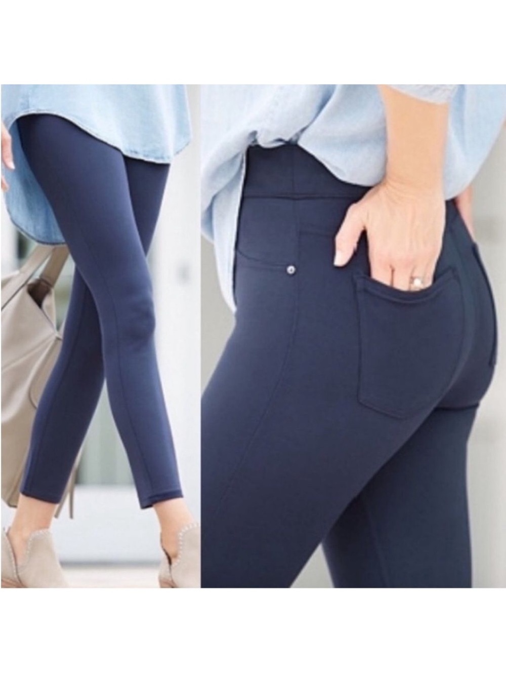 SPANX Women's Navy Blue The Perfect Pant Ankle 4-Pocket SZ Medium Tall